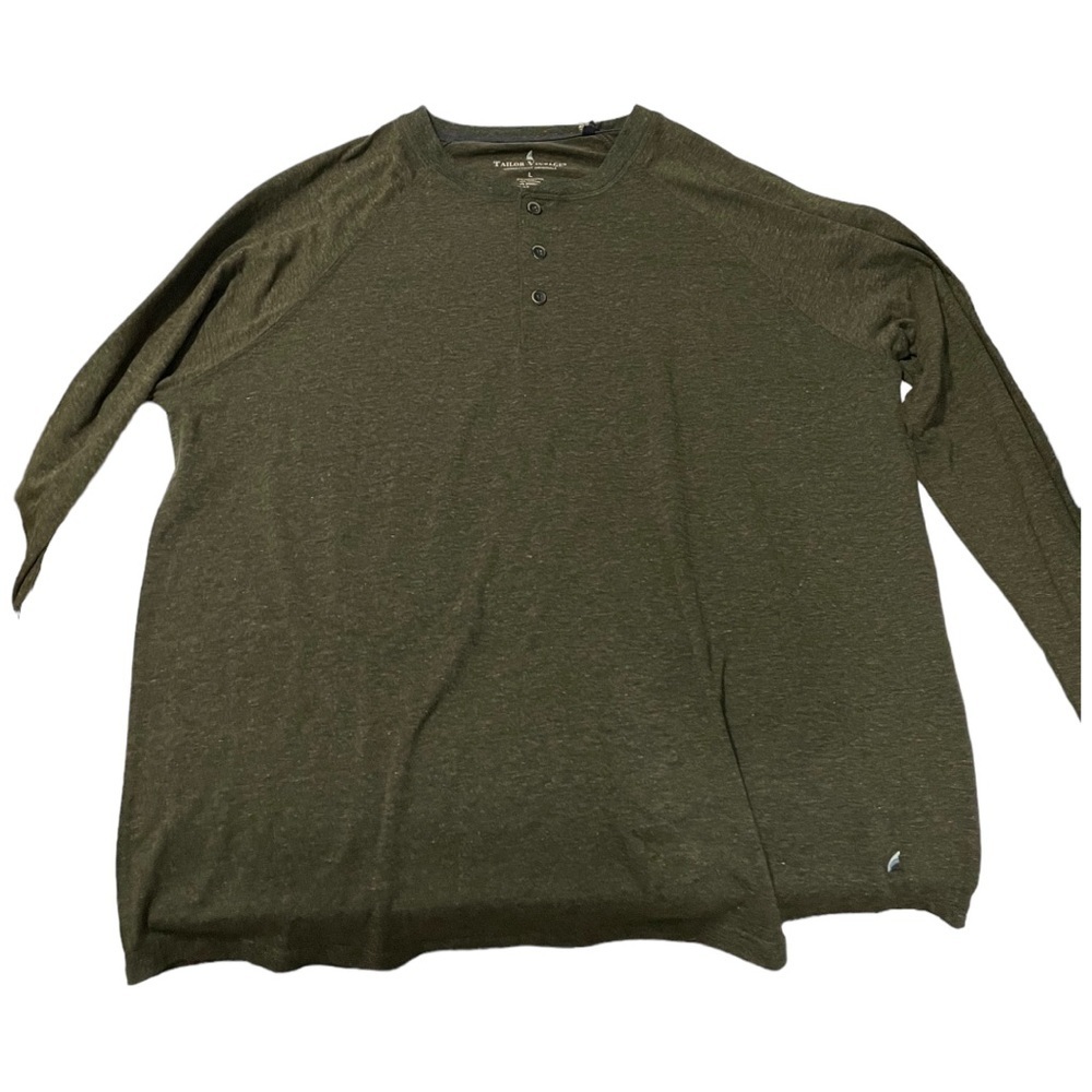 NWT Tailor Vintage long sleeve green Henley shirt 0322L/0459XL/0656M - Picture 3 of 10